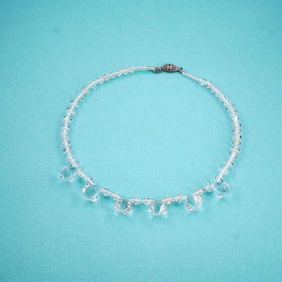 Crystal Necklace, Dainty Vintage Necklace Choker - Picture 6 of 9